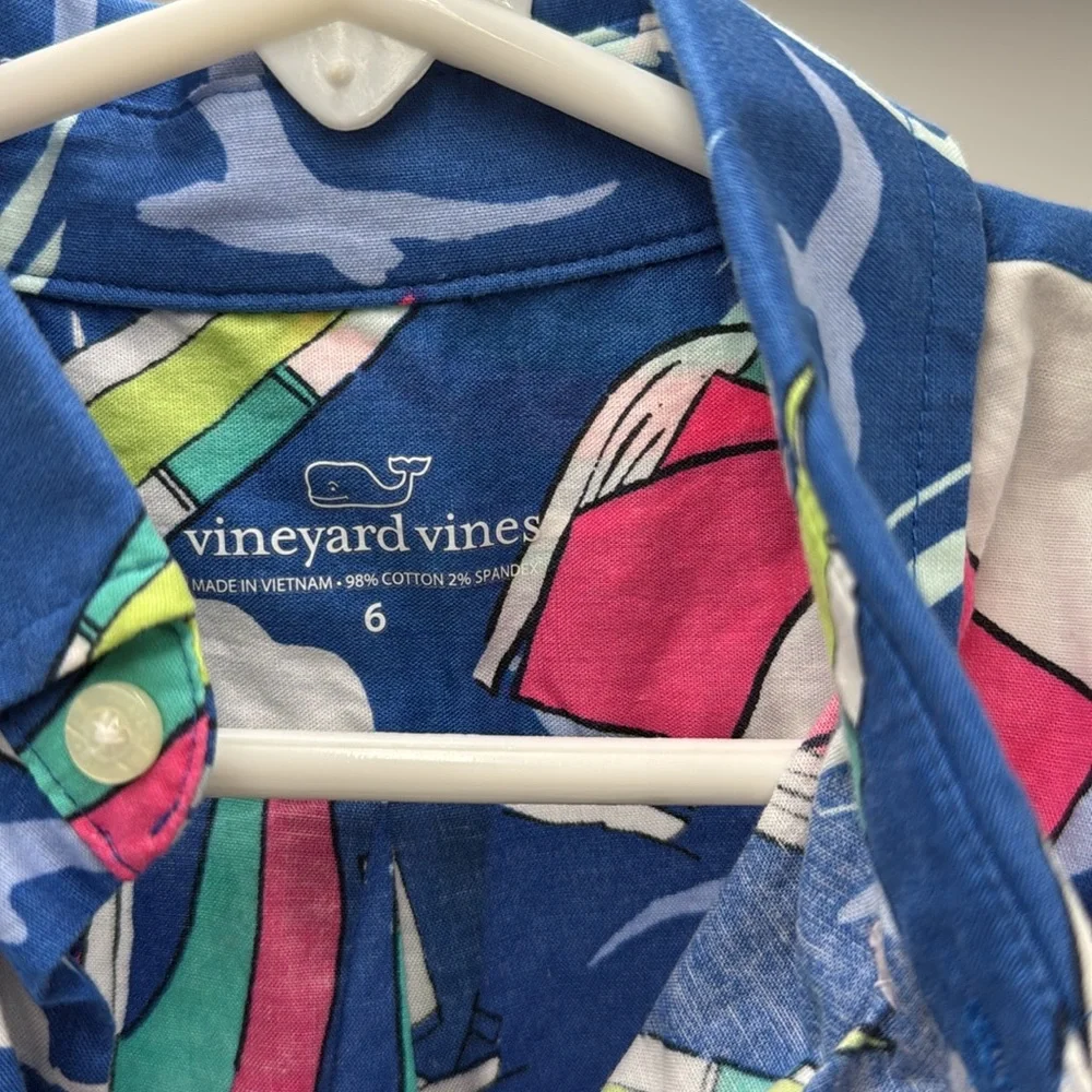 Vineyard Vines boys Blue Sailboat Print Shirt - Picture 2 of 3